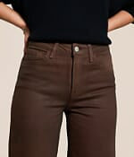 The Olivia Chicory Coffee Wide Leg Coated Denim