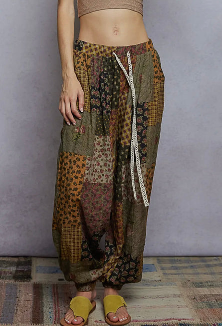 Wild Child, Multi Print patchwork joggers