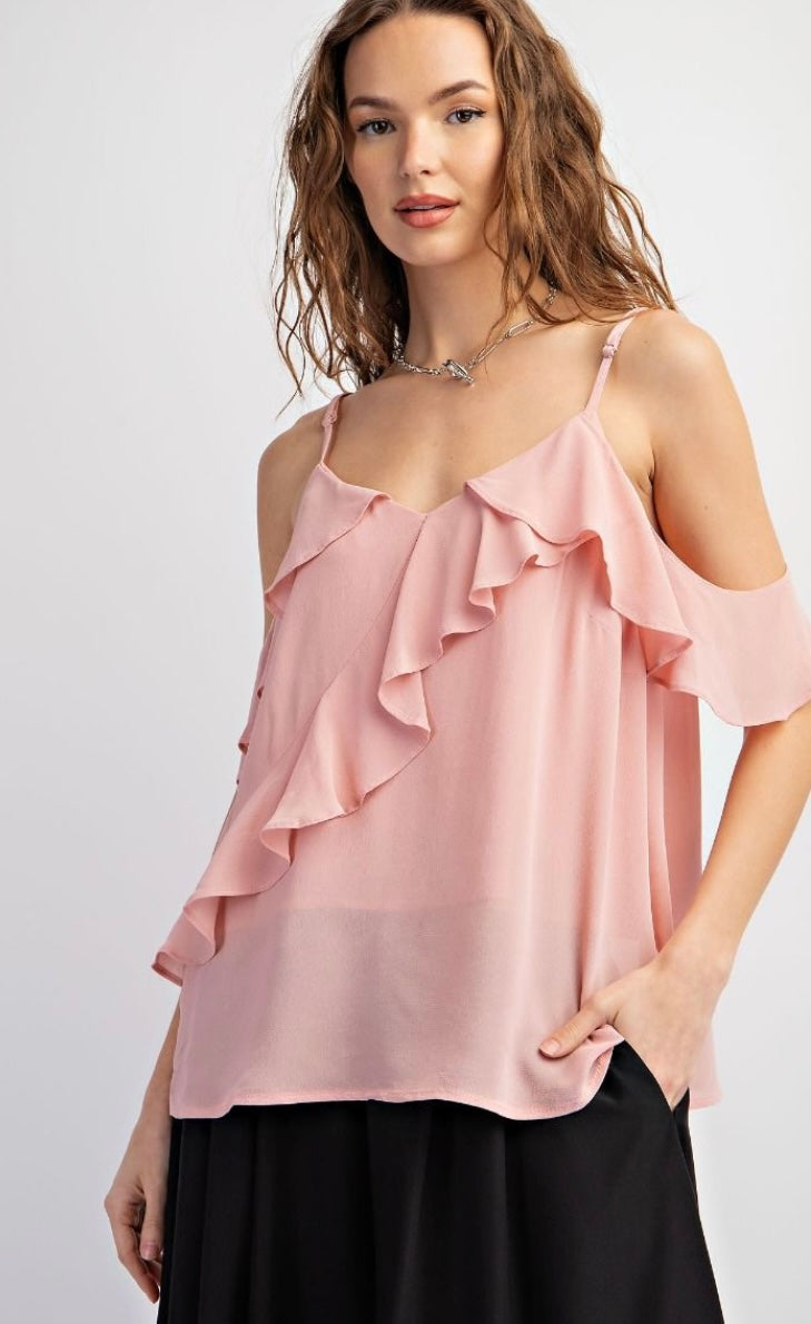 The Effortless Ruffle Cold Shoulder Blouse