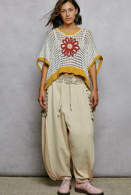 Full Bloom, crochet embroidered top