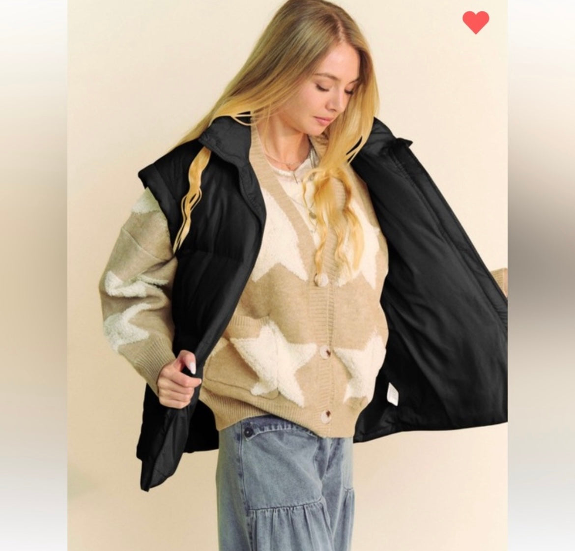 Oversized elongated sleeve warm puffer vest