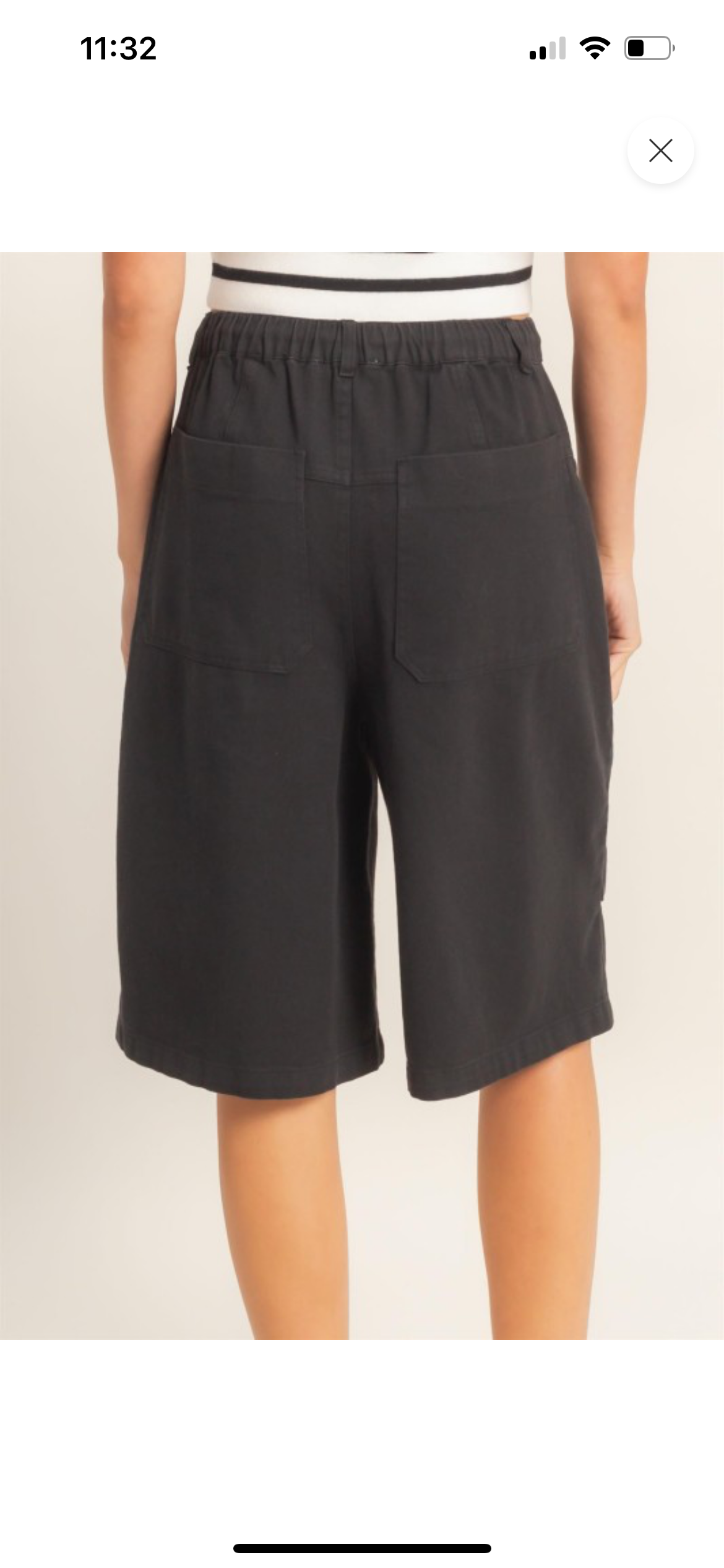 Drawstring waist Cotton Wide leg Jorts