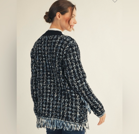 The fifth avenue, tweed fringe cardigan