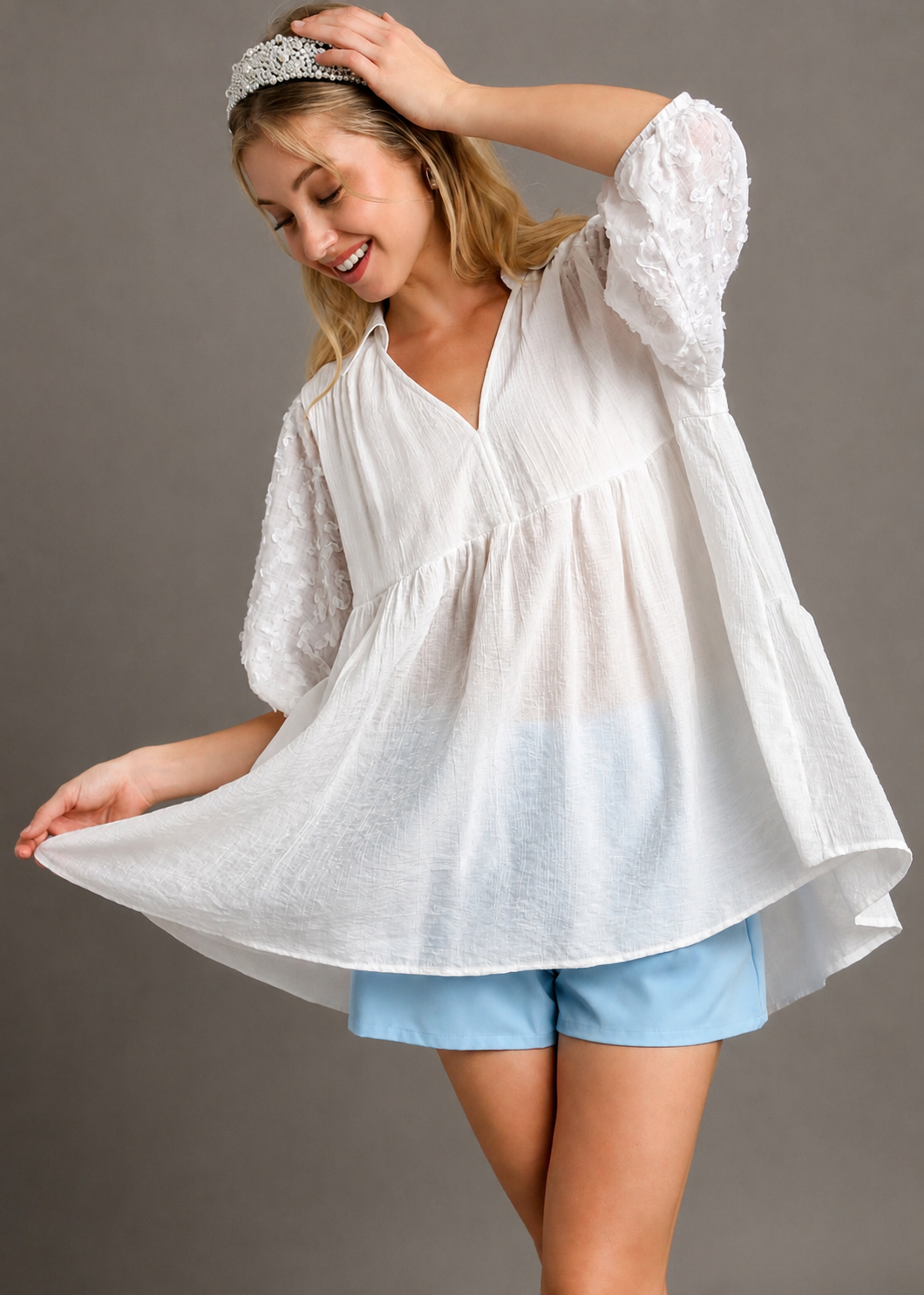 The Everly Textured Babydoll Tunic Top