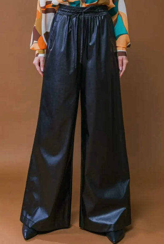 The iconic, wide leg leather palazzo pant