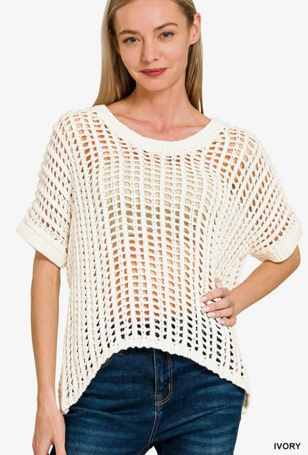 Seaside Drift Open Knit Sweater