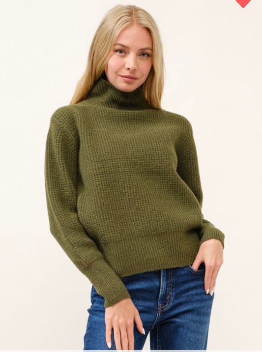 Audrey, waffle knit mock neck