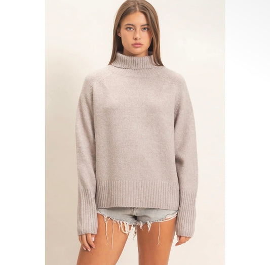 Relaxed Ribbed Turtleneck Sweater