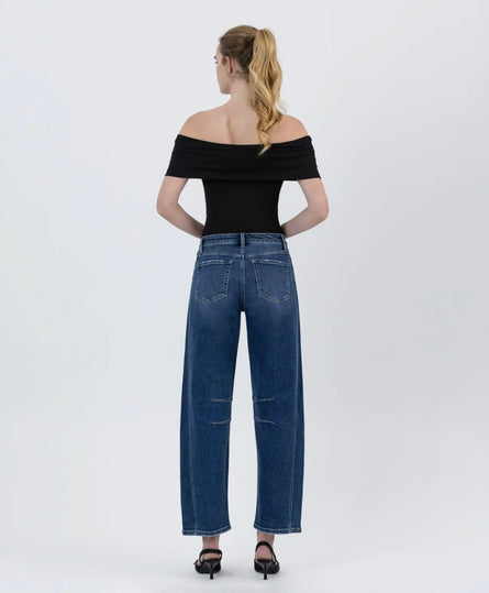 Flying Monkey, High-rise dark wash Barrel Jean