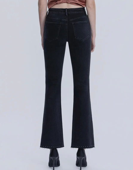 Baby Belle, High-Rise pearl embellished black bootcut jeans