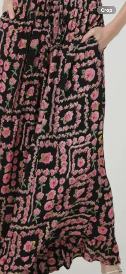 Pink Rose, Boho Flowy palazzo pants