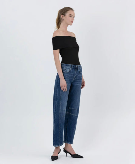 Flying Monkey, High-rise dark wash Barrel Jean