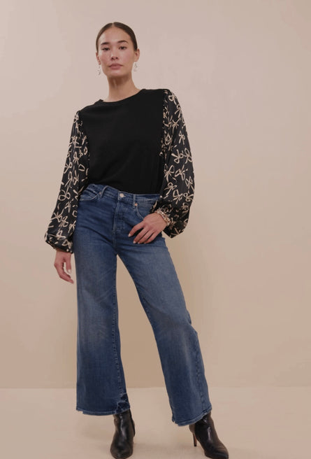 Bow-tique, bow print balloon sleeve top