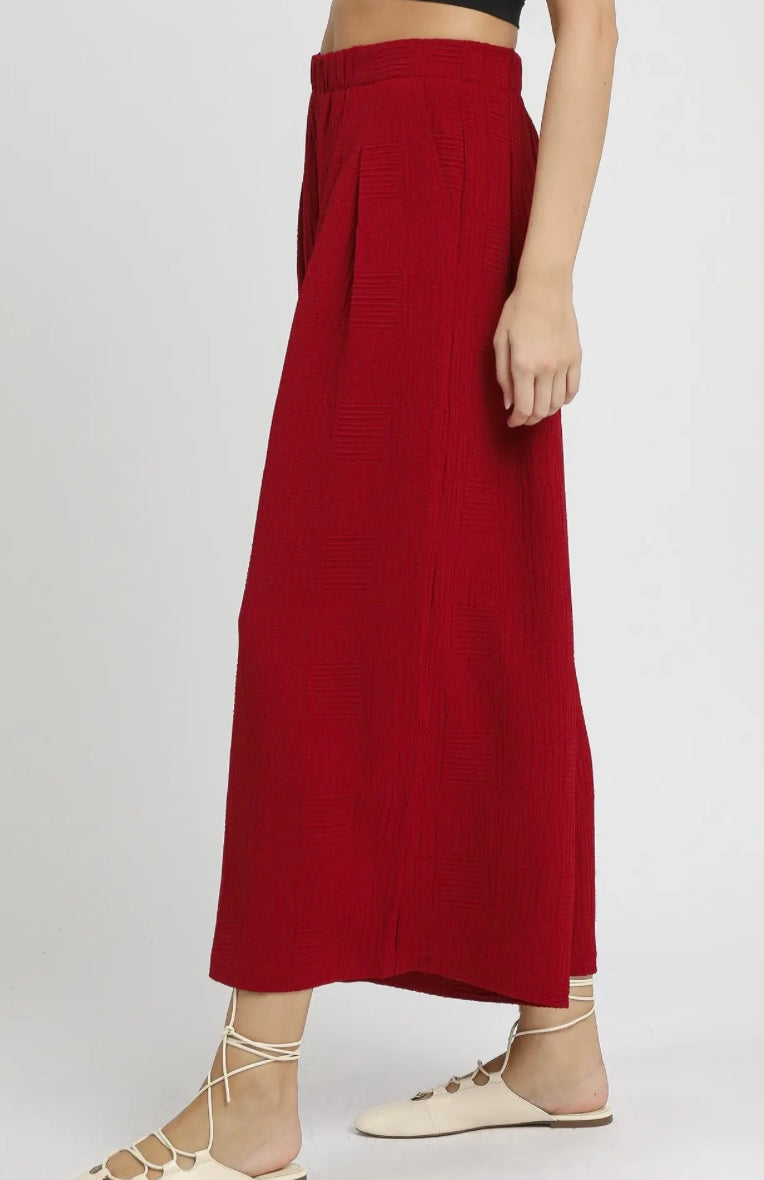 Crimson textured Palazzo Pants
