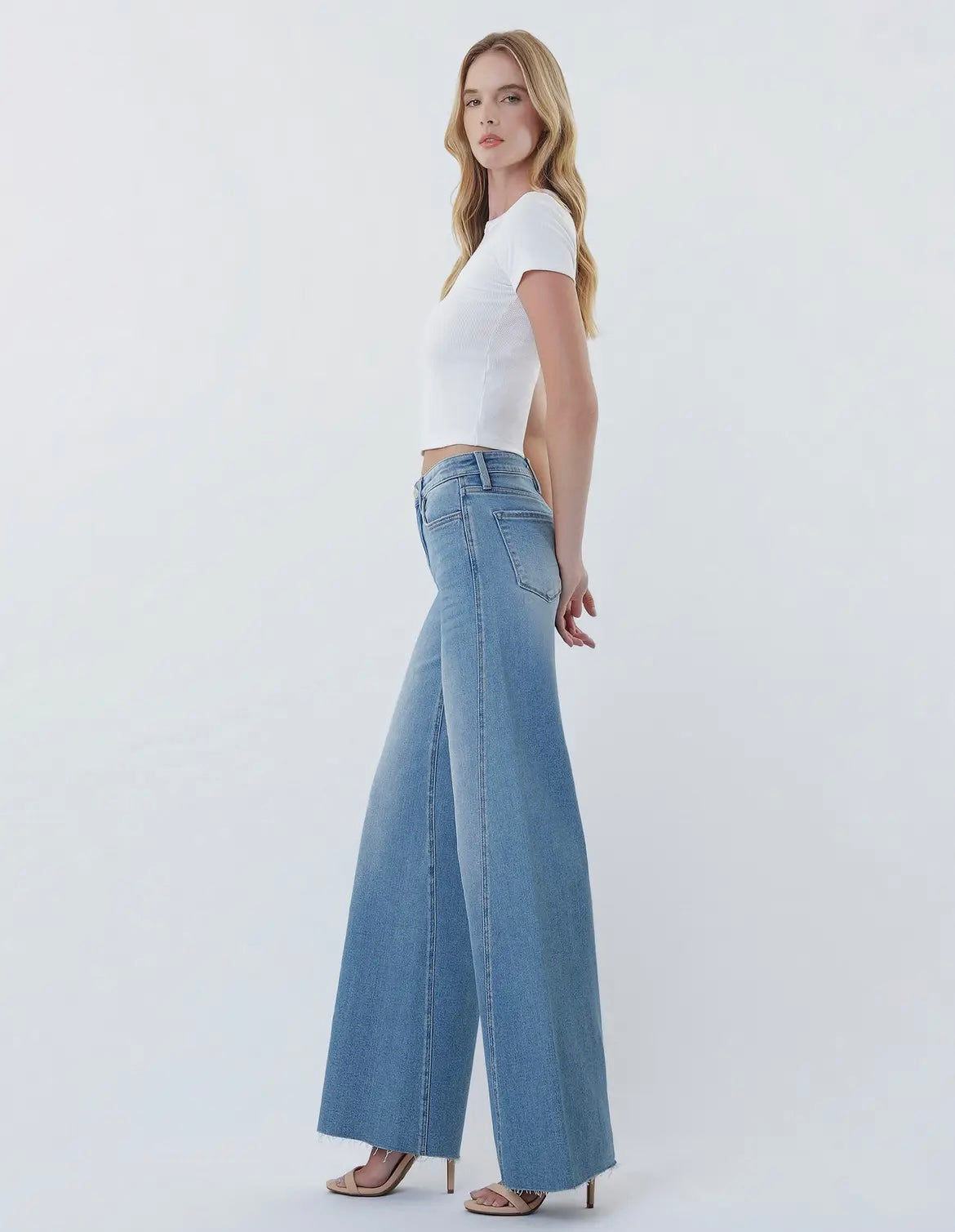 High Rise twisted seam wide leg jeans