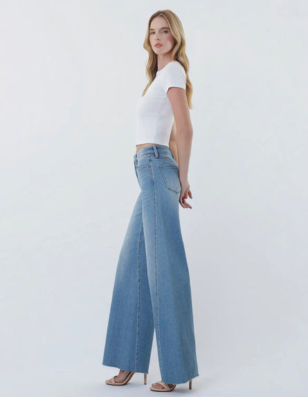 High Rise twisted seam wide leg jeans