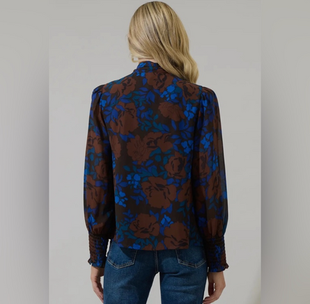 Lebanon floral Étienne tie neck blouse