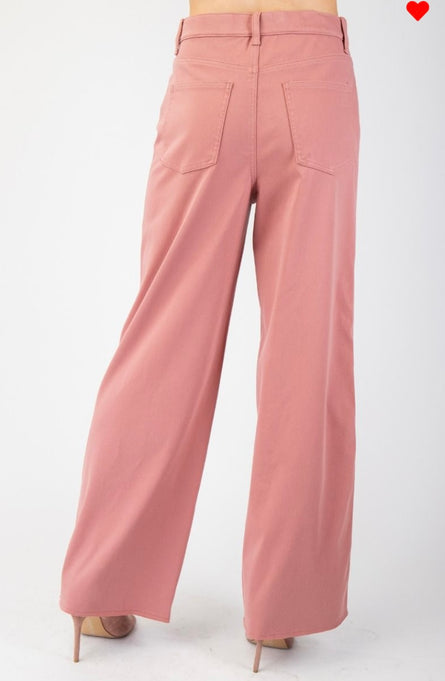 Soft Mauve, brushed wide leg pants