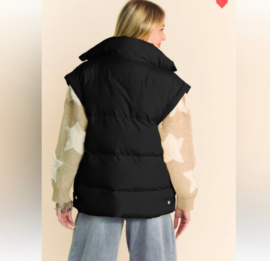 Oversized elongated sleeve warm puffer vest