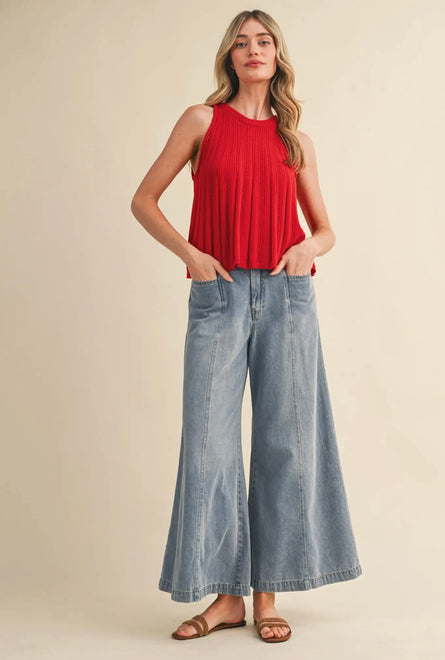 Vintage Wash Wide Leg Jeans