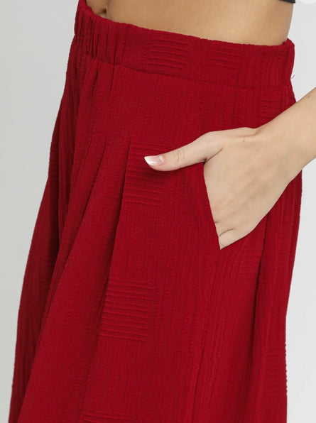 Crimson textured Palazzo Pants