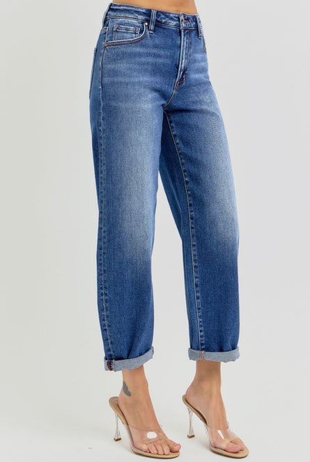 Risen High Rise Cropped Mild Barrel Jeans