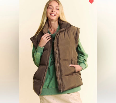 Oversized elongated sleeve warm puffer vest