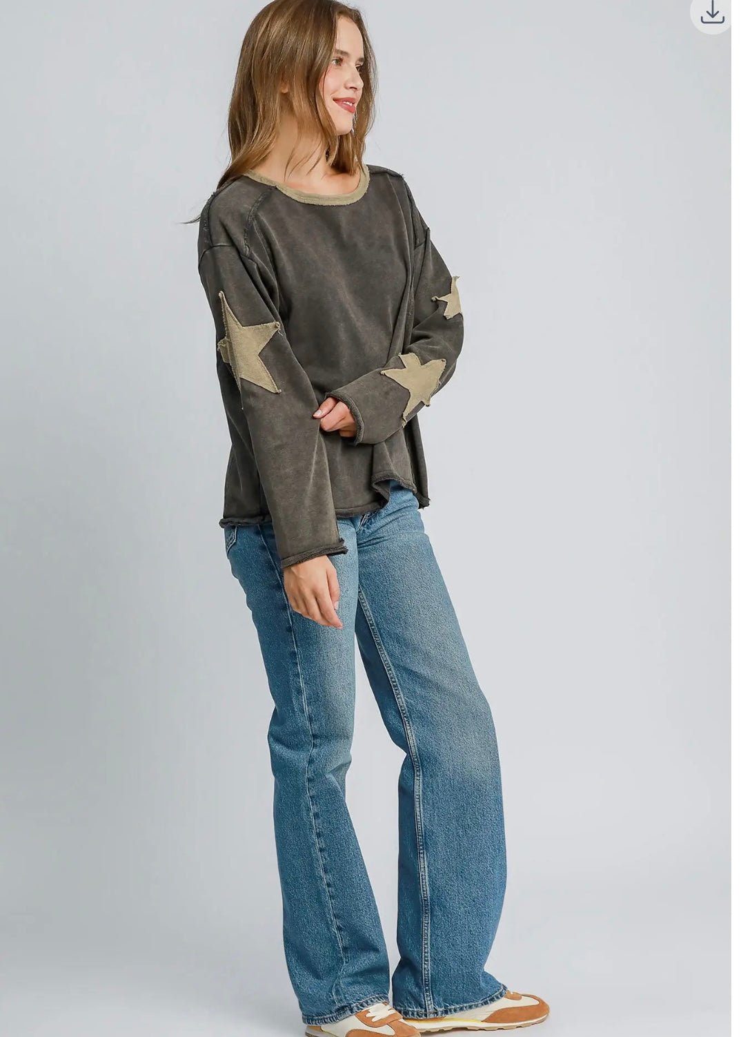 Lucky Star, mineral washed star patch sweatshirt