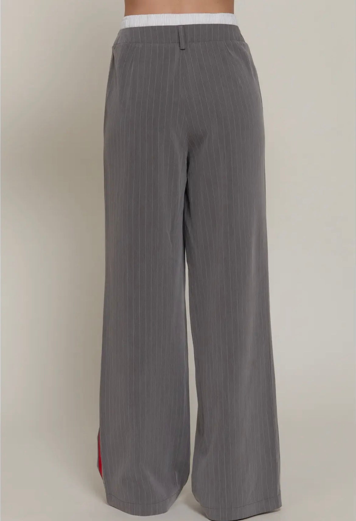 Charcoal Pinstripe Wide Leg Pants