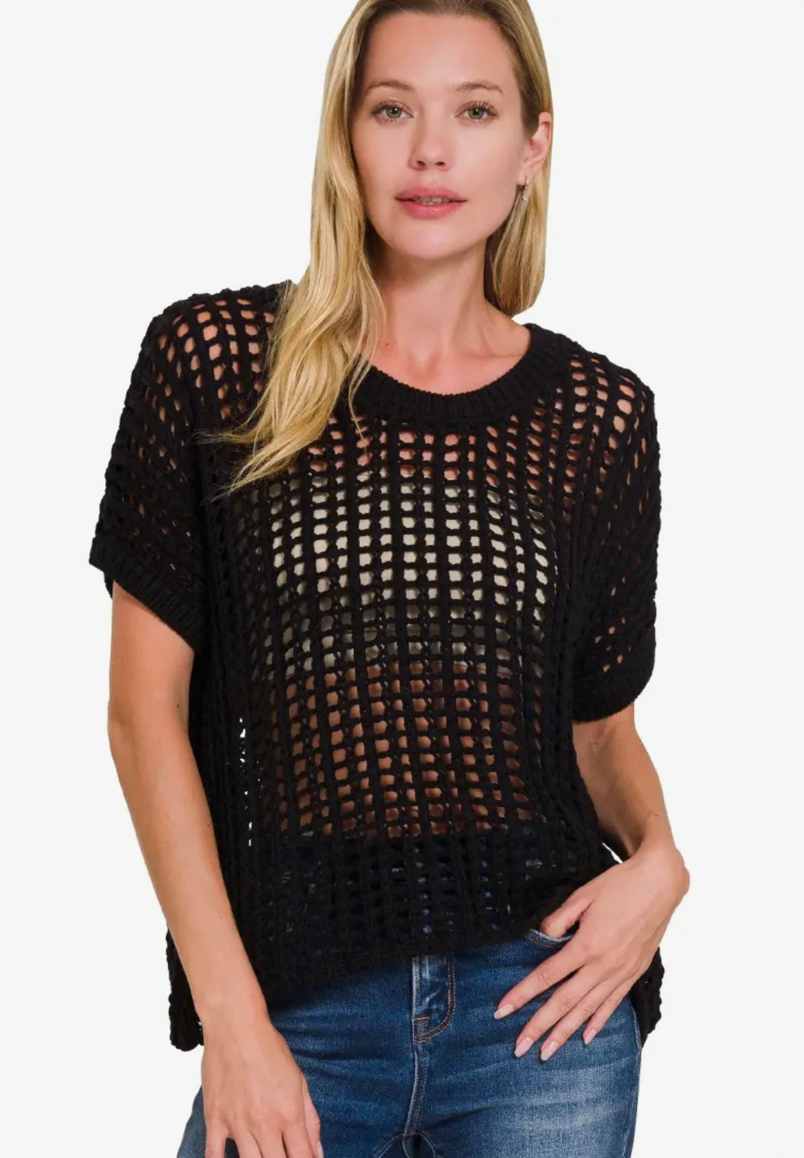 Seaside Drift Open Knit Sweater