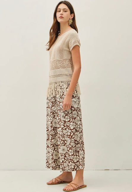 Fringed Crochet Sweater Top