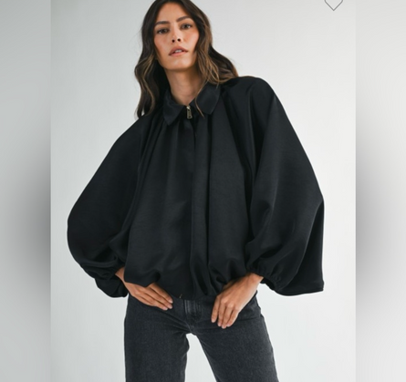 The Milan, satin bubble hem bomber jacket