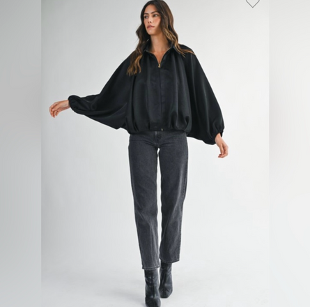 The Milan, satin bubble hem bomber jacket