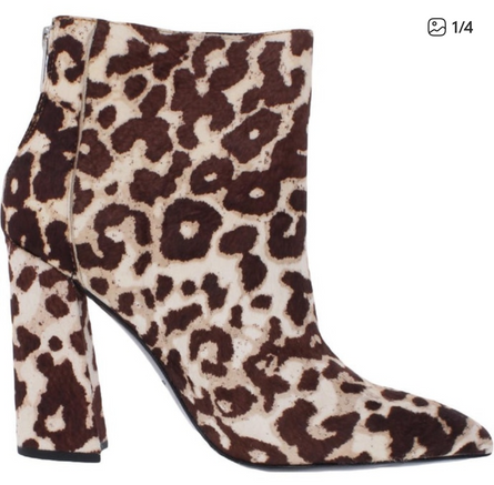 Snow leopard calf hair booties