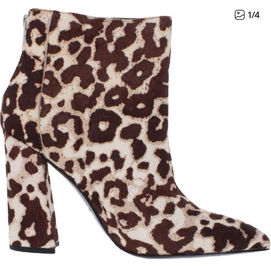 Snow leopard calf hair booties